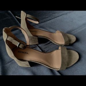 Olive green block heels